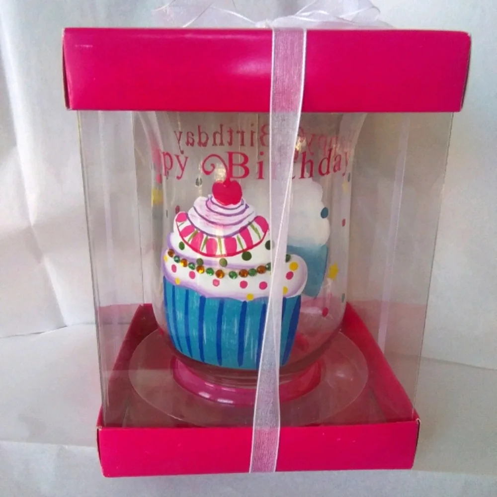 Happy Birthday Glass Centerpiece-Small 6